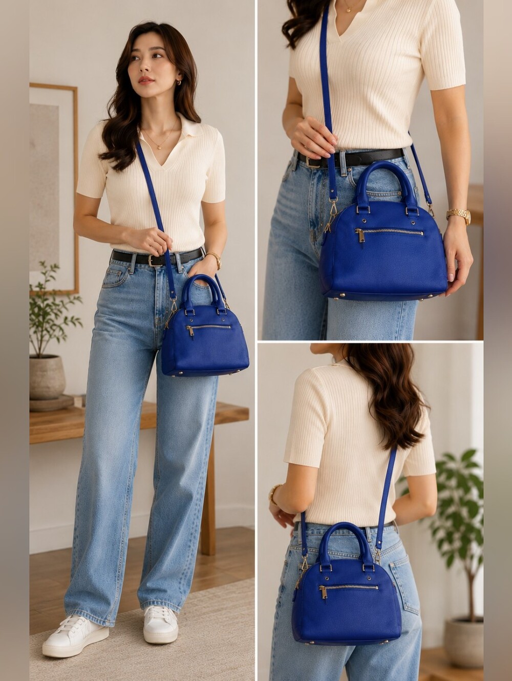 Danier leather royal blue bag
